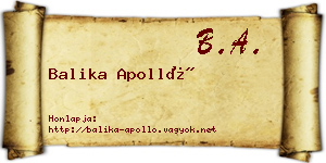 Balika Apolló névjegykártya